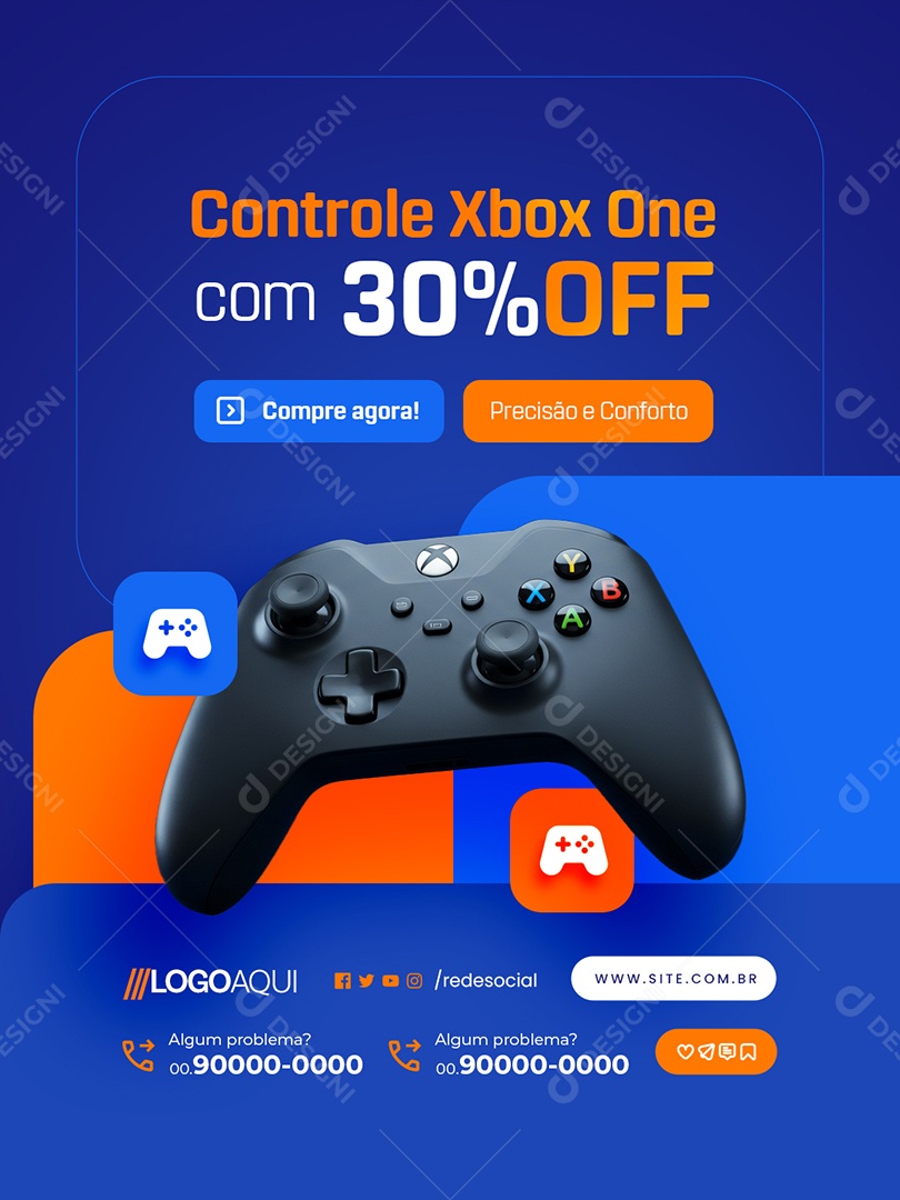 Loja de Games Controle Xbox Social Media PSD Editável