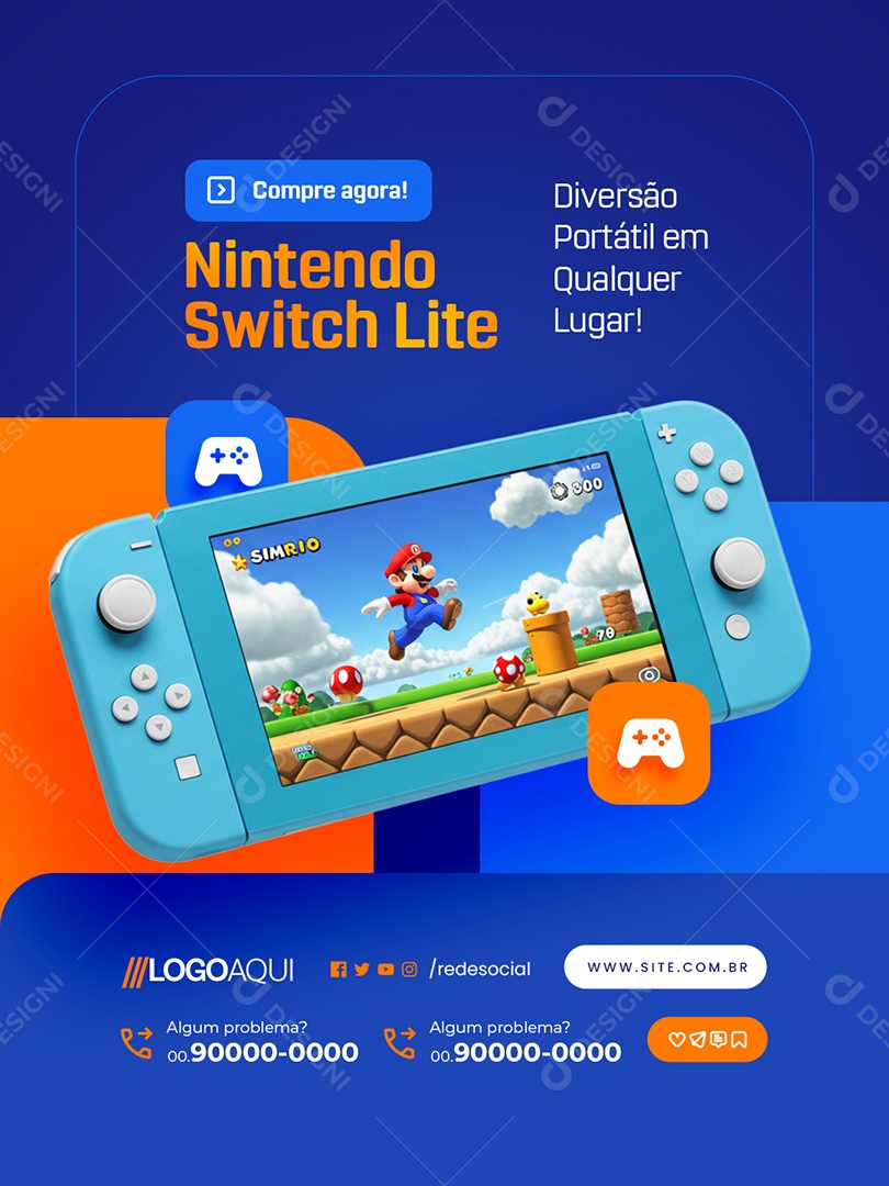 Loja de Games Nintendo Switch lite Social Media PSD Editável