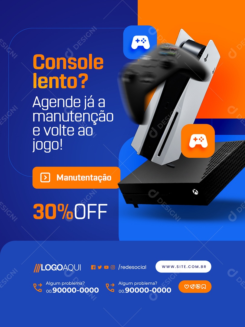 Loja de Games Console Lento Social Media PSD Editável