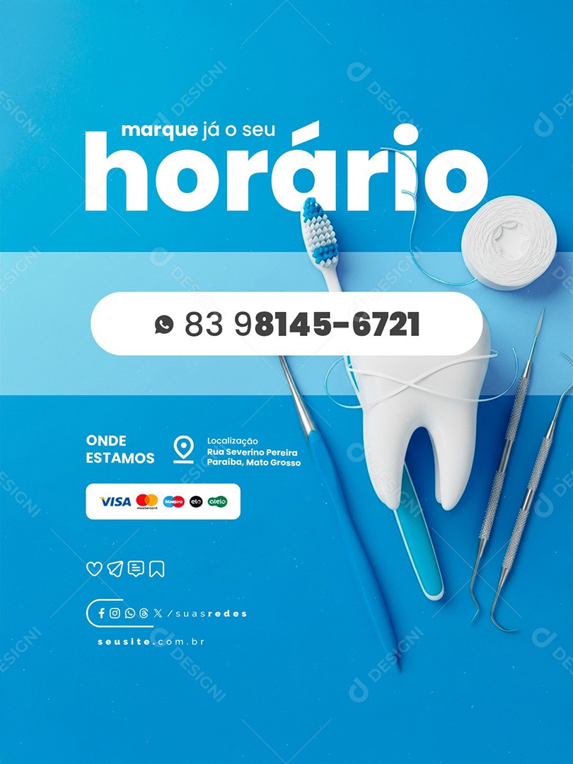 Dentista Agende Seu Horário Social Media PSD Editável