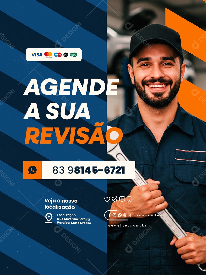 Oficina Mecânico Agende Seu Horário Social Media PSD Editável