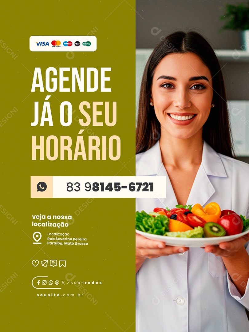Nutricionista Agende seu Horário Social Media PSD Editável