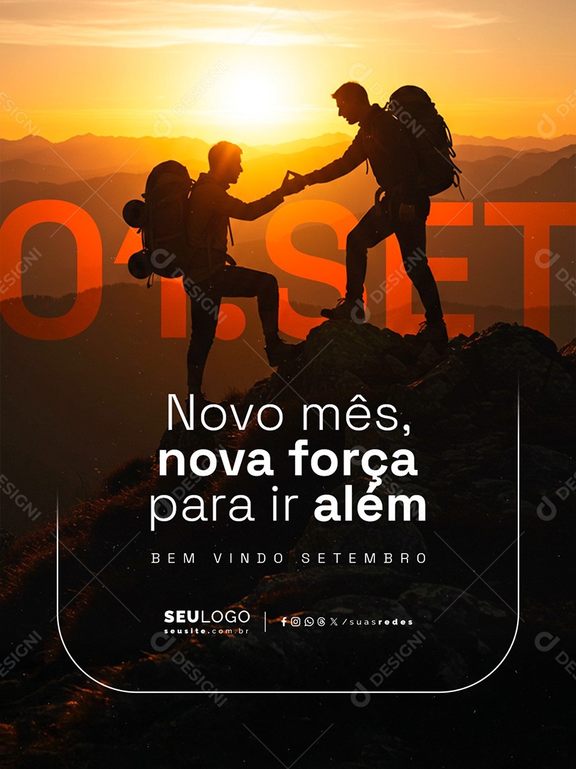 Bem Vindo Setembro Novo Mês Nova Força Social Media PSD Editável