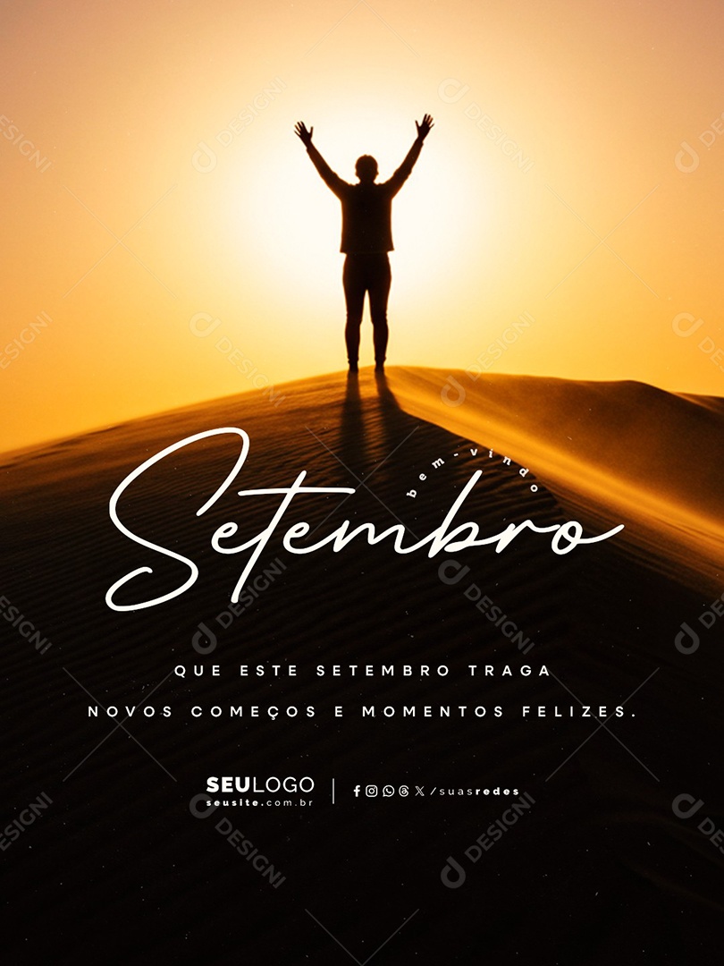 Bem Vindo Setembro Boas Vindas Social Media PSD Editável