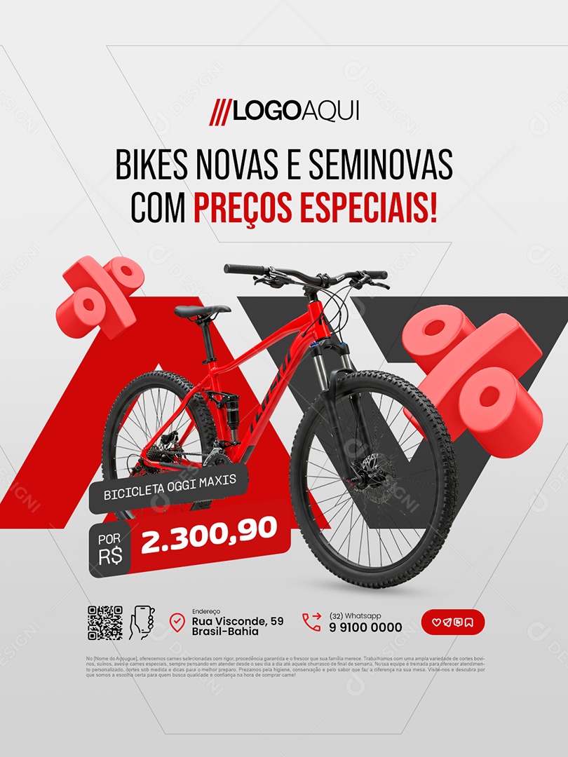 Bicicletaria Bikes Novas e Semi Novas Social Media PSD Editável