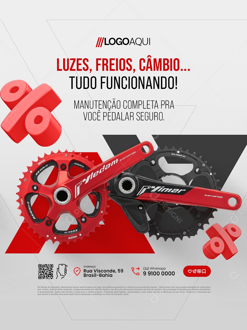 Bicicletaria Luzes Freios Cambio Social Media PSD Editável