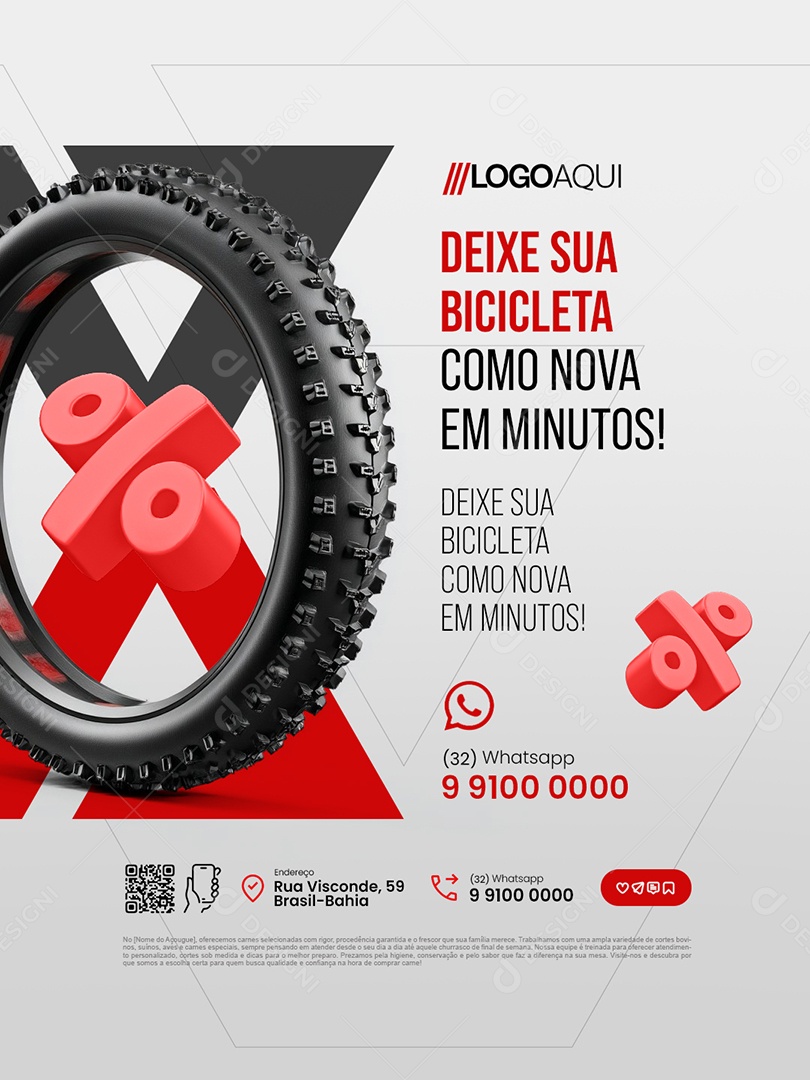 Bicicletaria Deixe Sua Bicicleta como Nova Social Media PSD Editável