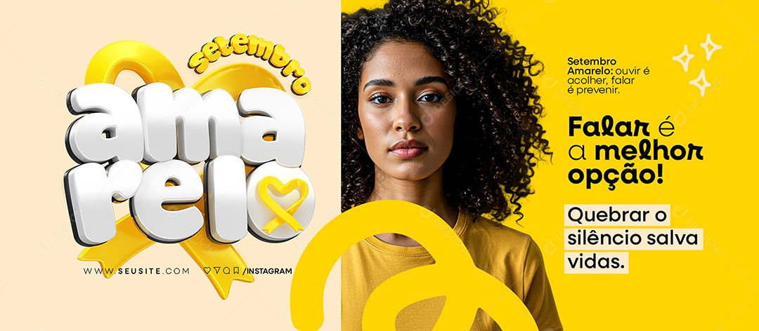 Banner Setembro Amarelo Falar é a Melhor Opção Social Media PSD Editável