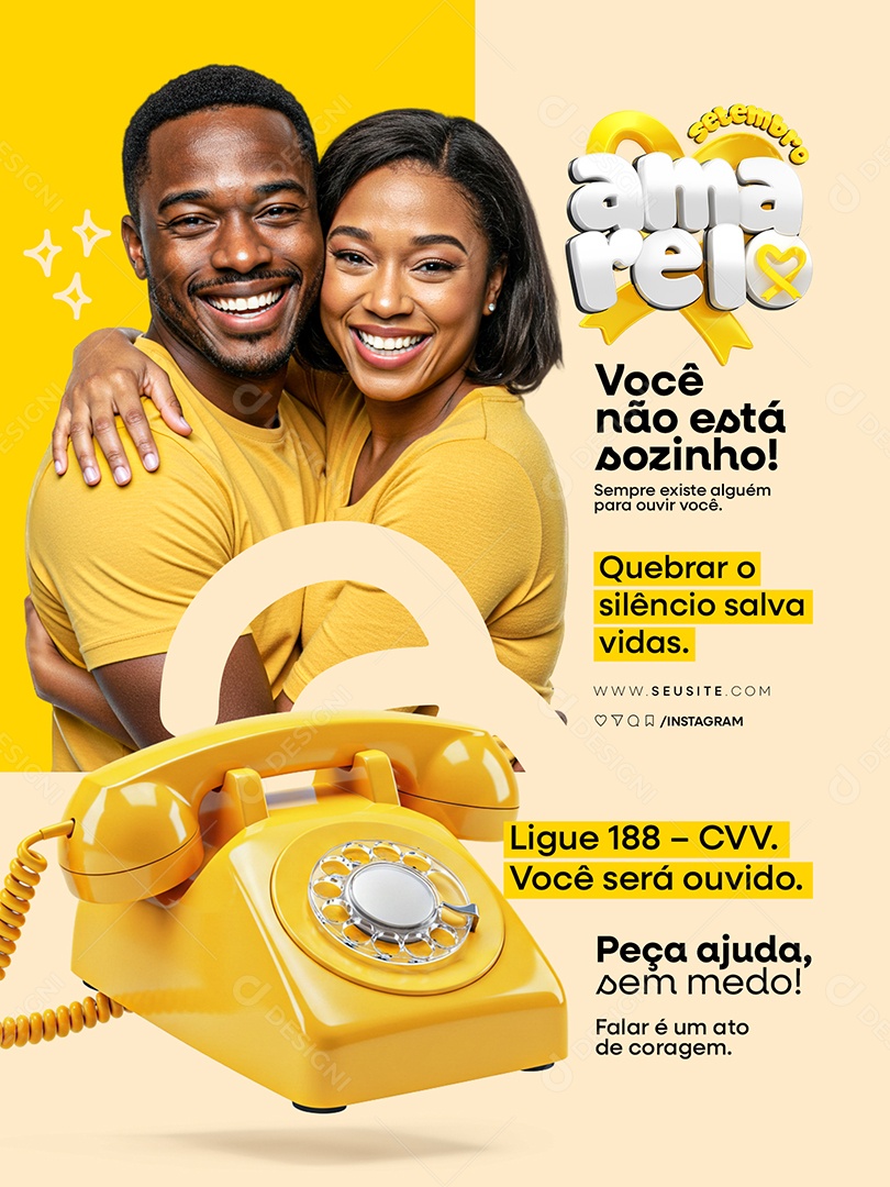 Setembro Amarelo Você não Esta Sozinho Social Media PSD Editável