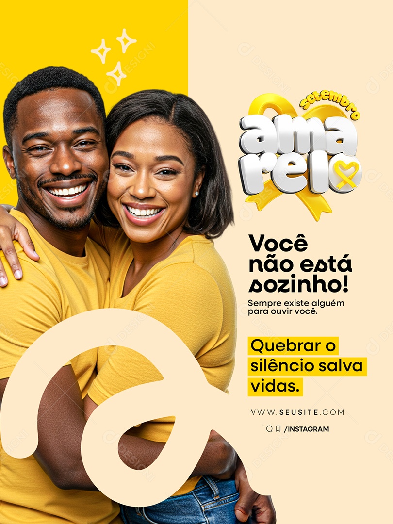 Setembro Amarelo Você não Esta Sozinho Social Media PSD Editável