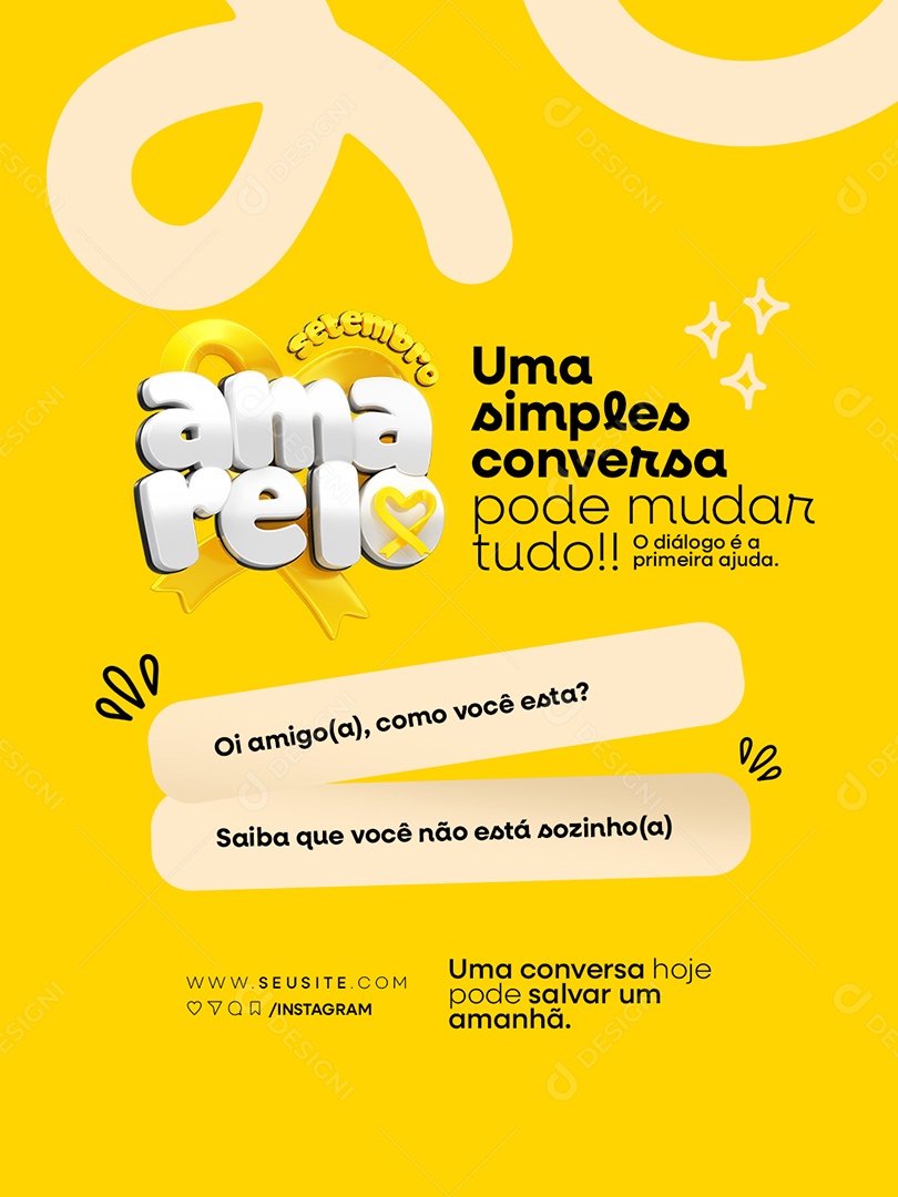Setembro Amarelo Uma Ampla Conversa Social Media PSD Editável