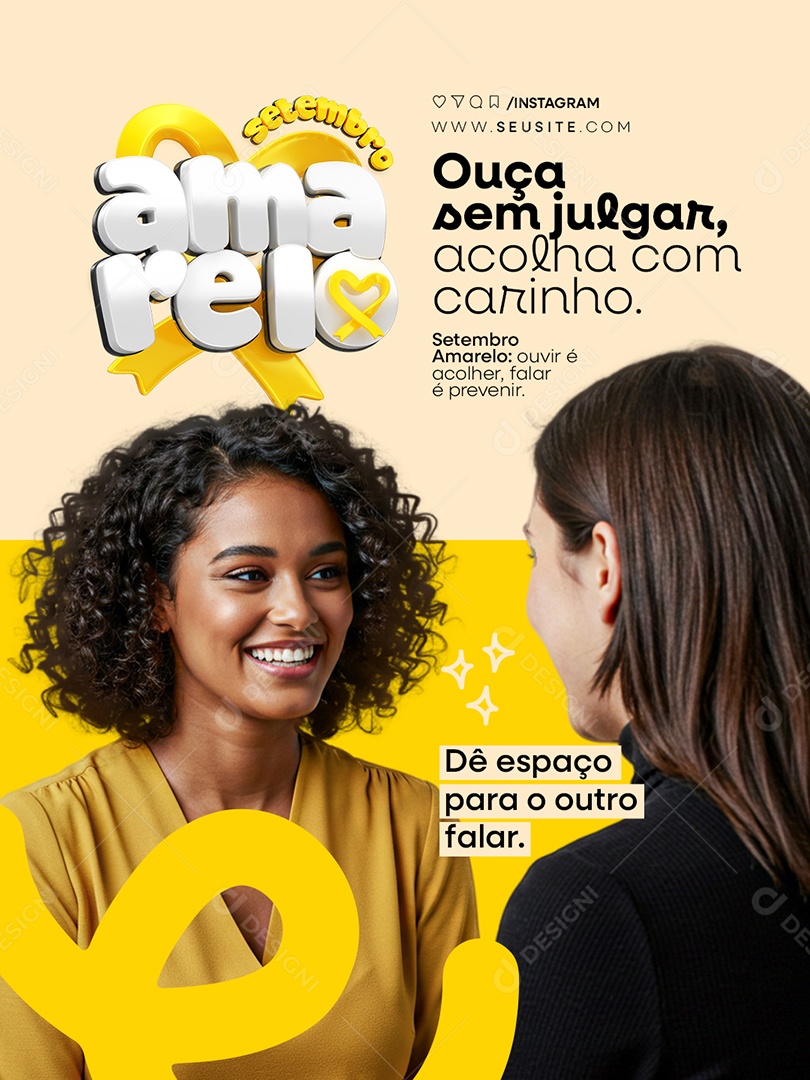 Setembro Amarelo Ouça Sem Julgar Social Media PSD Editável