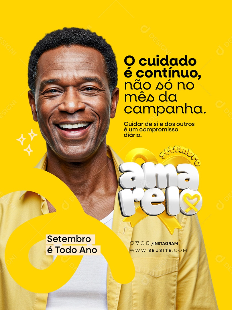 Setembro Amarelo O Cuidado é Continuo Social Media PSD Editável