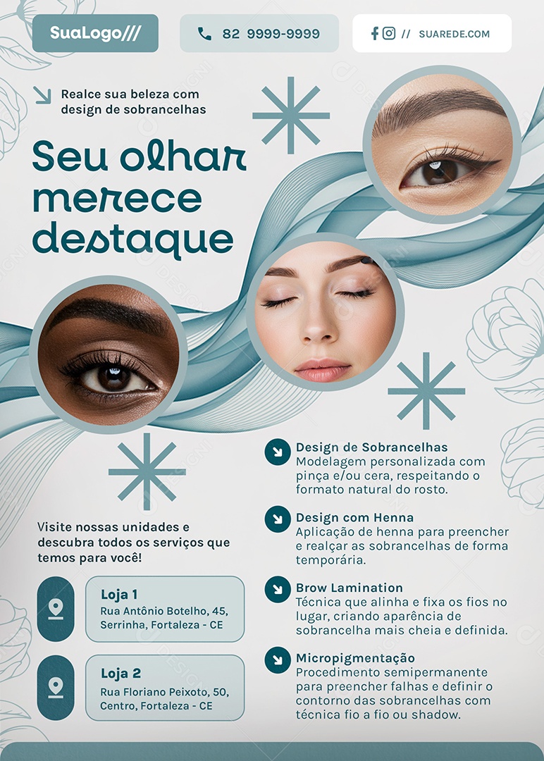 Flyer Designer de Sobrancelhas Social Media PSD Editável