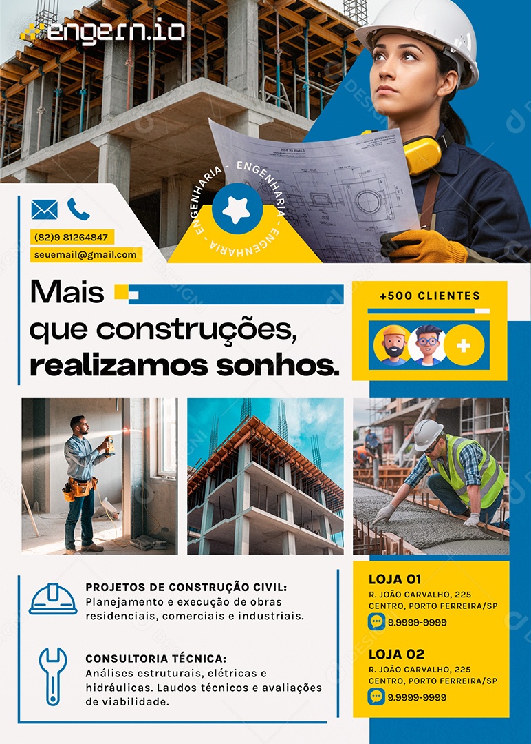 Flyer Engenheiro Realizando Sonhos Sonhos Social Media PSD Editável