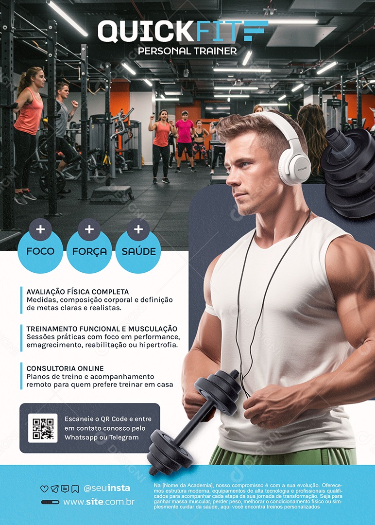 Flyer Academia Quick FIt Social Media PSD Editável