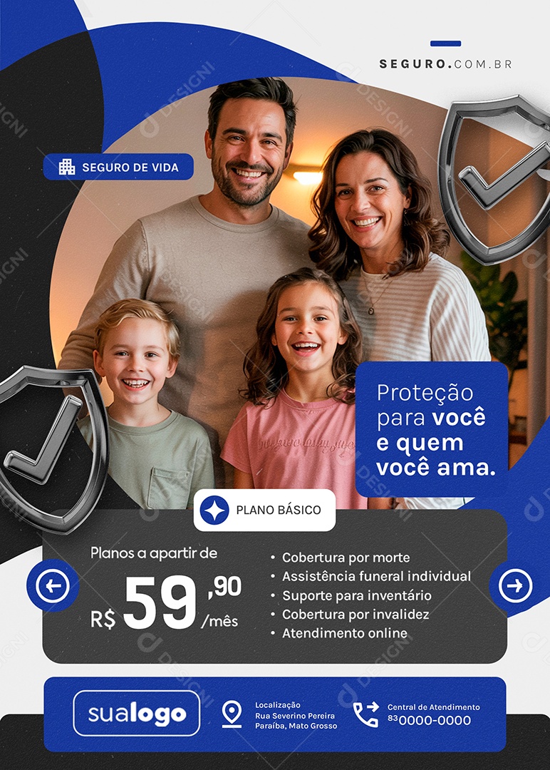 F|yer Seguro de Vida Proteção Para Você Social Media PSD Editável