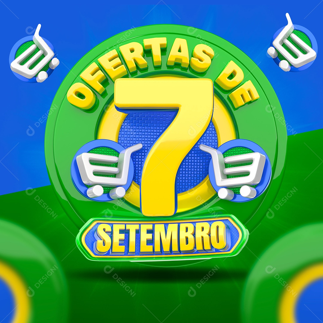 Selo 3D Ofertas de 7 de Setembro para Composição PSD
