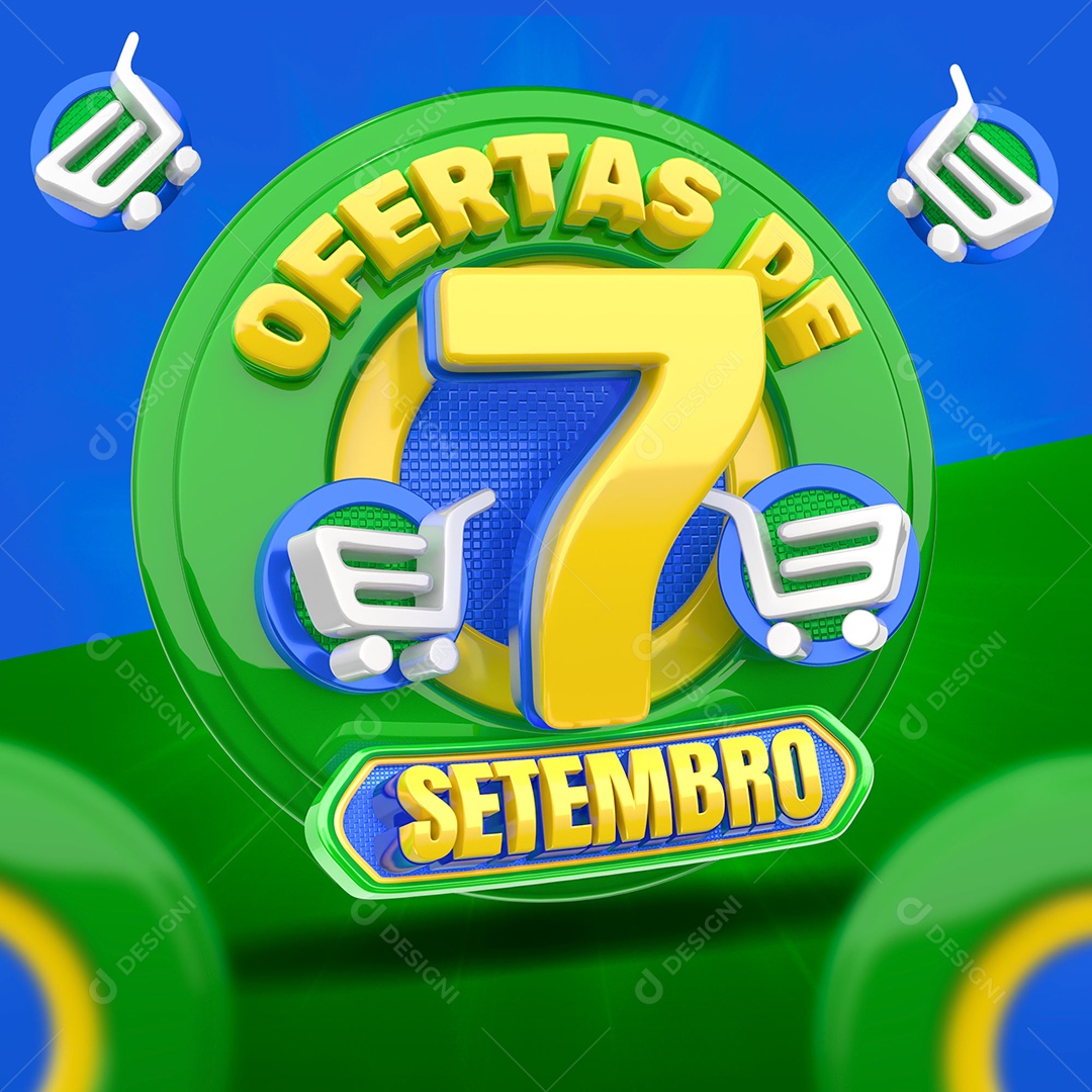 Selo 3D Ofertas de 7 de Setembro para Composição PSD