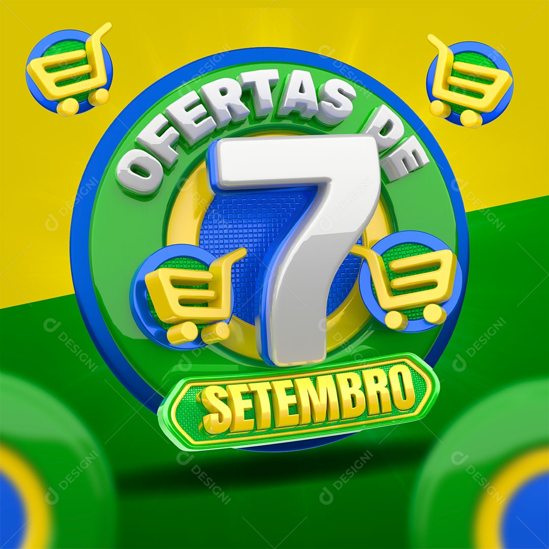 Selo 3D Ofertas de 7 de Setembro para Composição PSD