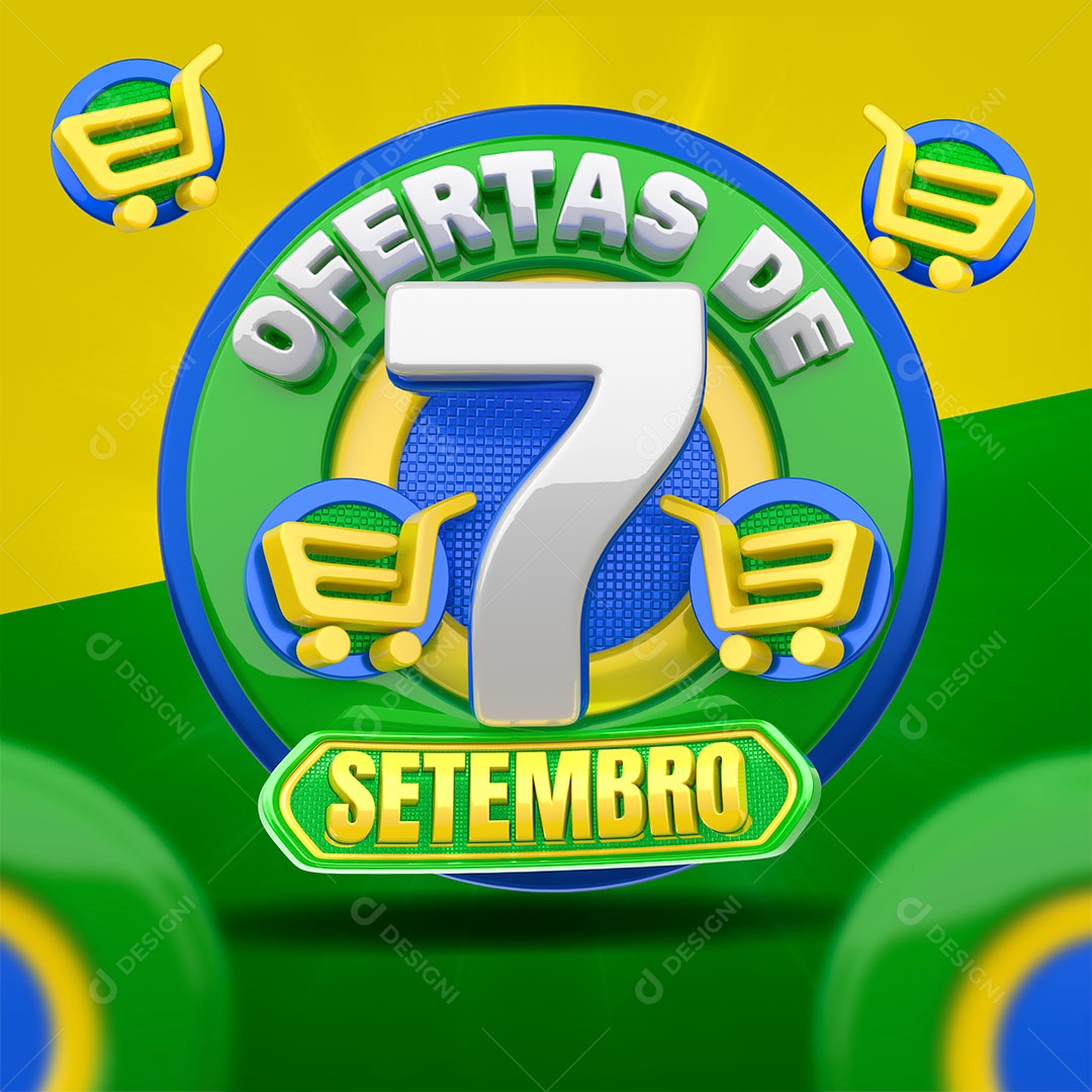 Selo 3D Ofertas de 7 de Setembro para Composição PSD