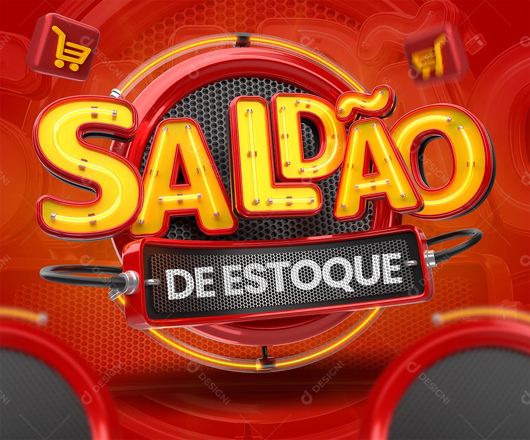 Selo 3D Saldão de Estoque Vermelho para Composição PSD