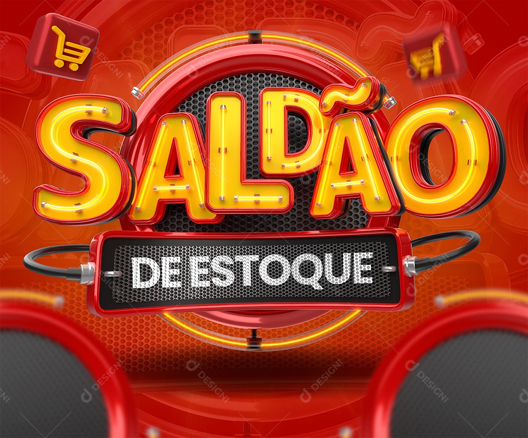 Selo 3D Saldão de Estoque Vermelho para Composição PSD