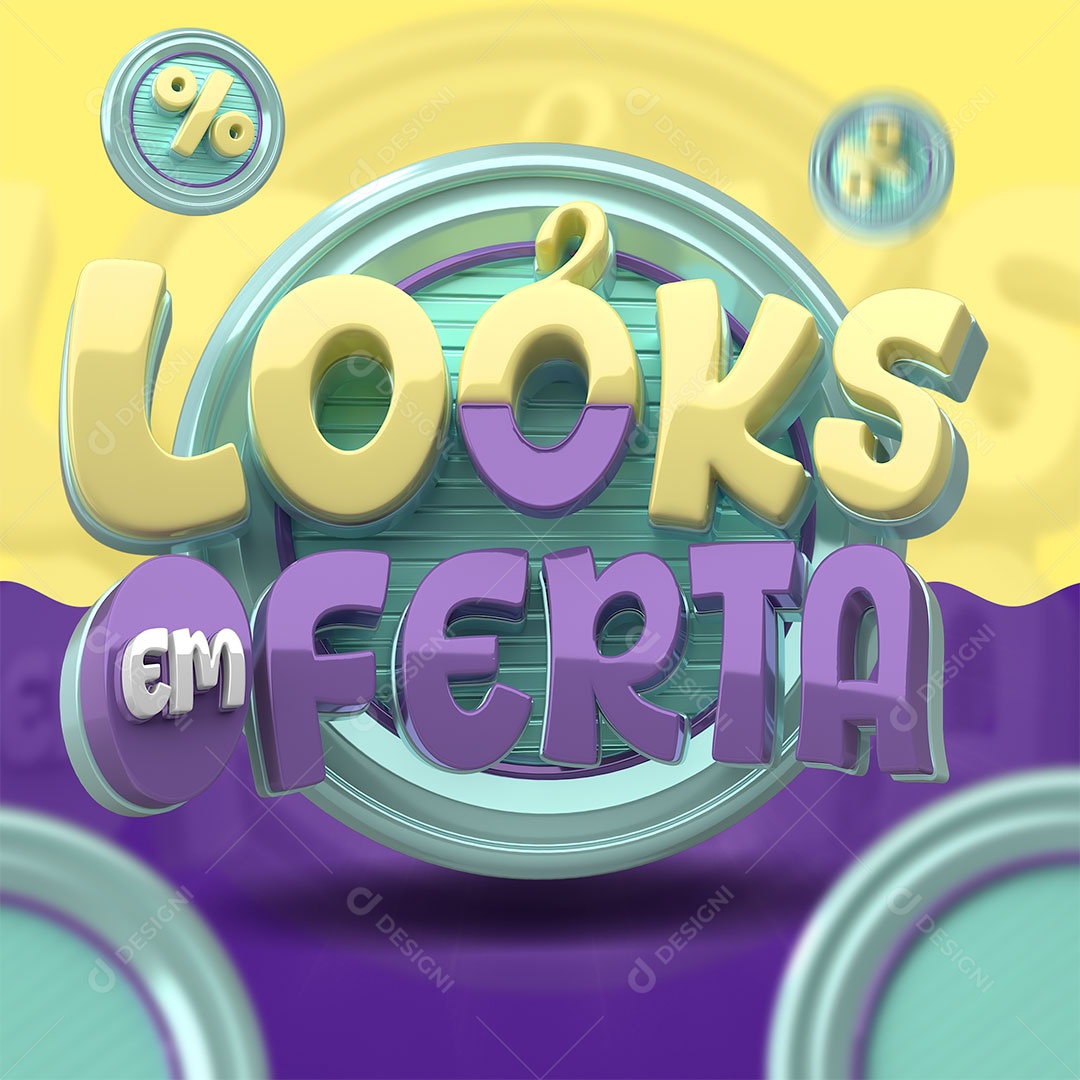 Selo 3D Looks em Ofertas Para Composição PSD