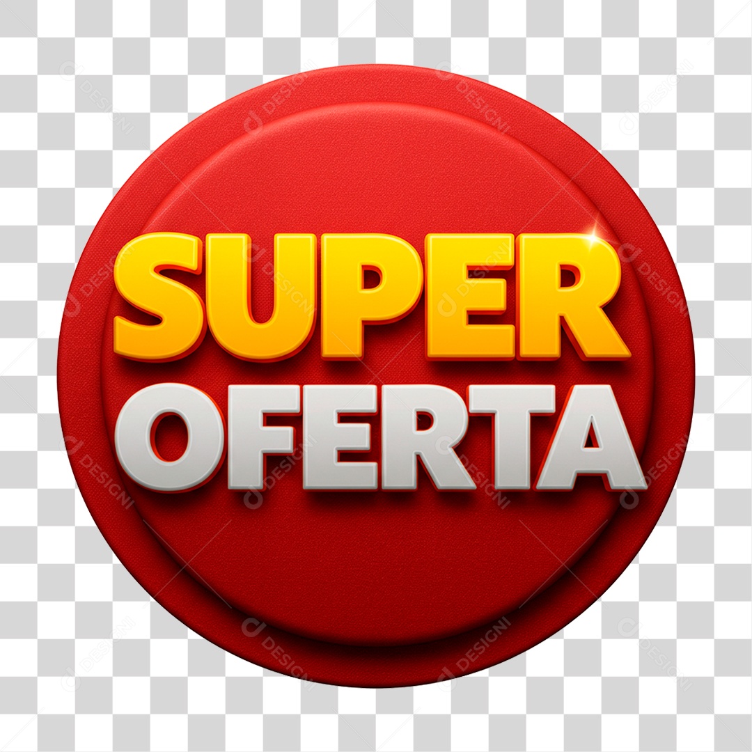 Selo 3D Super Ofertas para Composição PNG Transparente