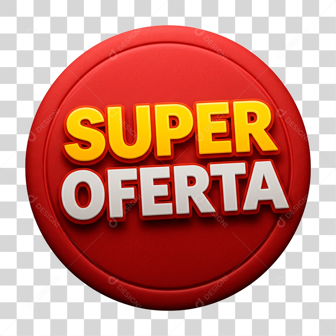 Selo 3D Super Oferta para Composição PNG Transparente