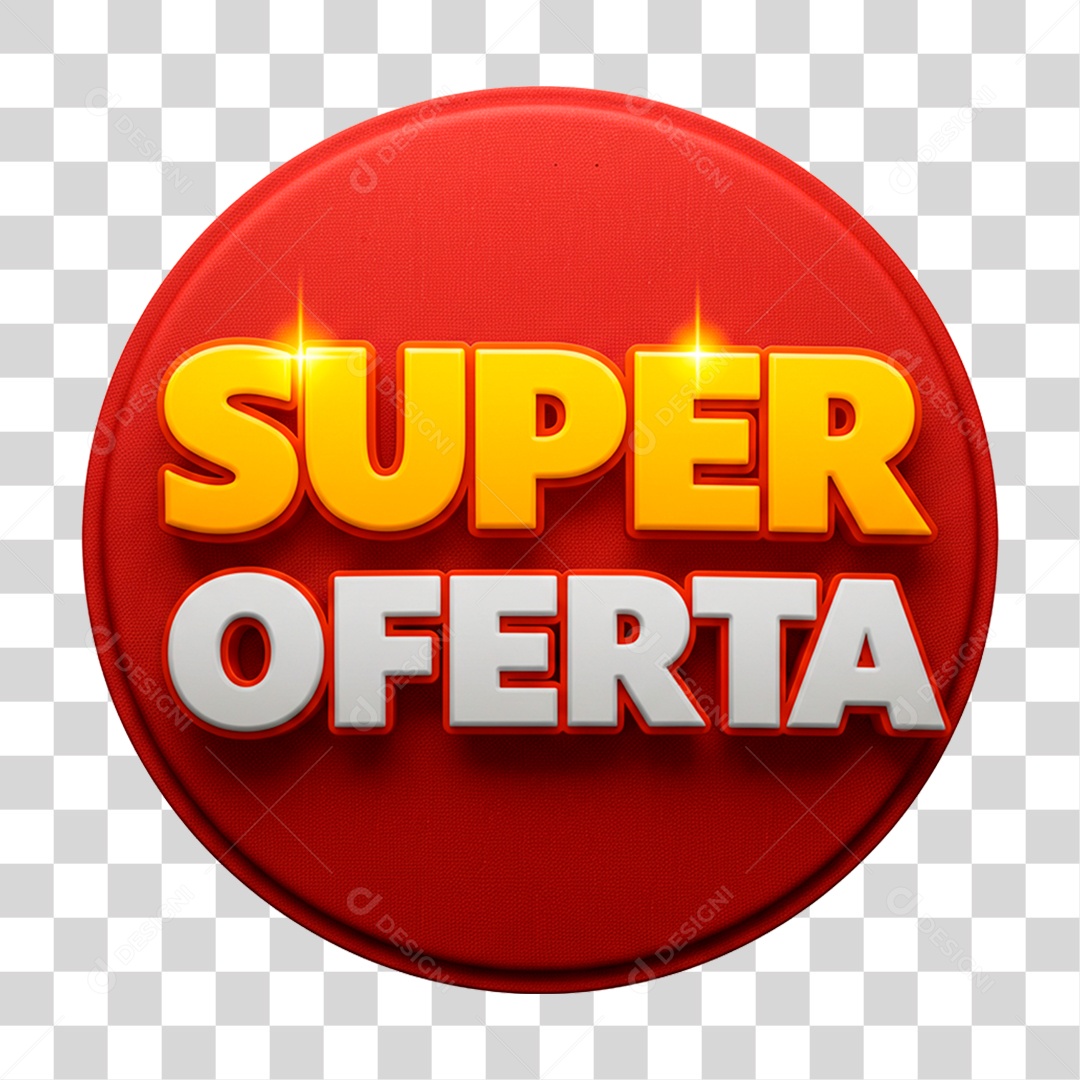Selo 3D Super Ofertas para Composição PNG Transparente