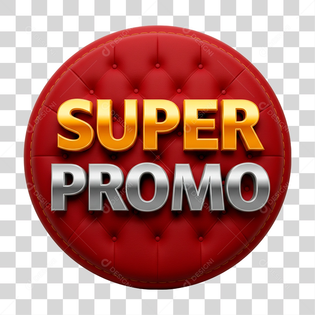 Selo 3D Super Promo para Composição PNG Transparente