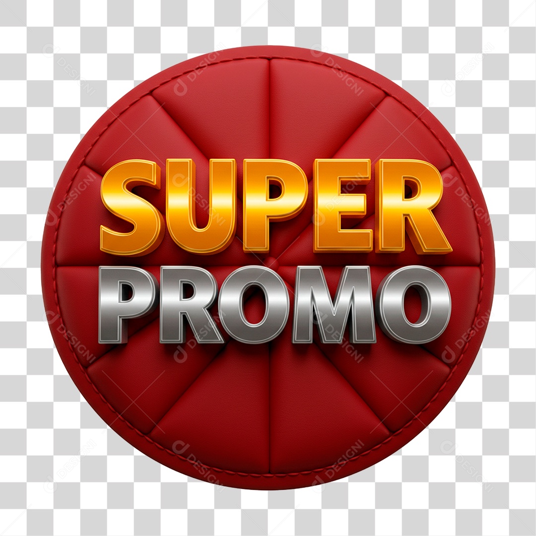 Selo 3D Super Promo para Composição PNG Transparente
