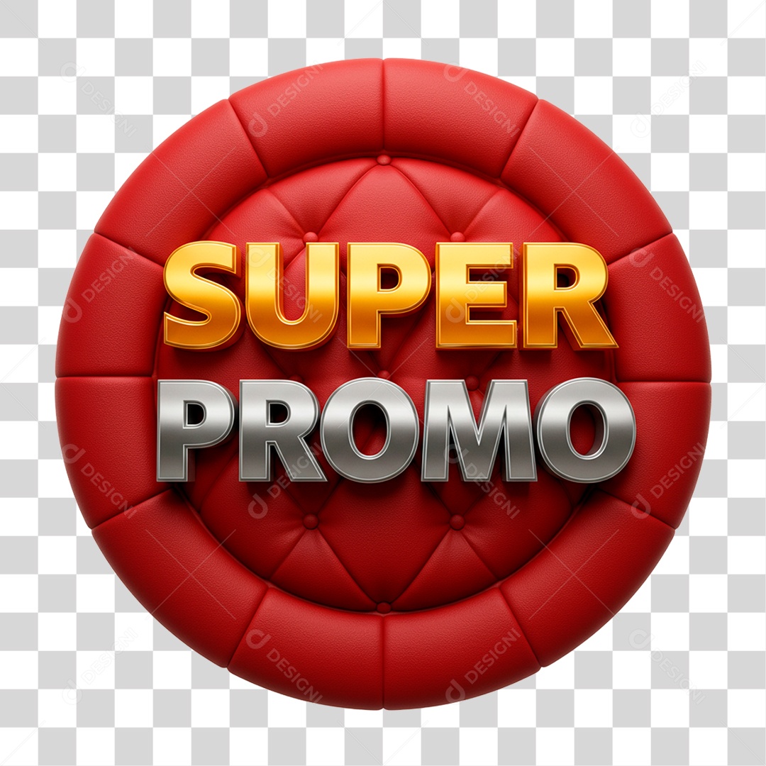 Selo 3D Super Promo para Composição PNG Transparente