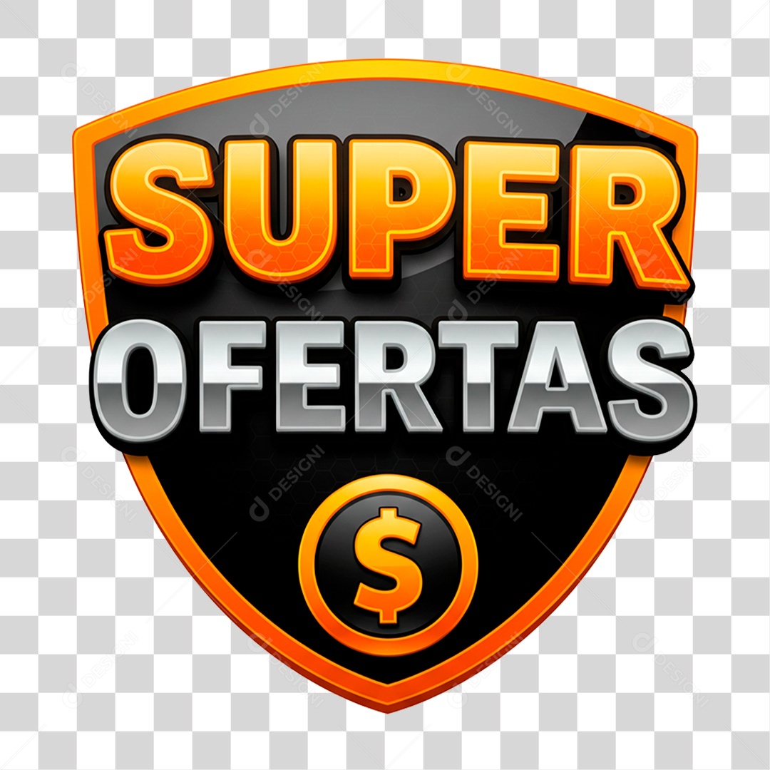 Selo 3D Super Ofertas para Composição PNG Transparente