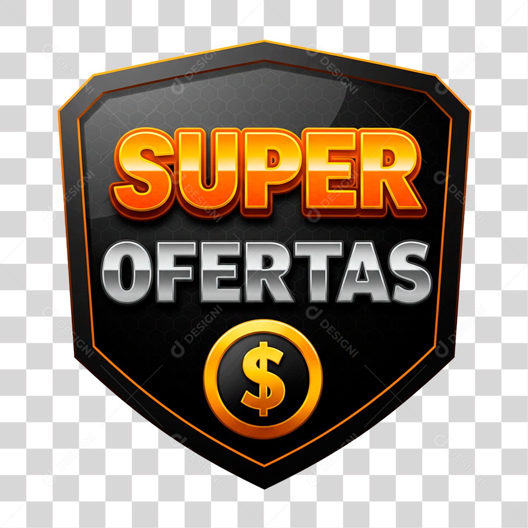 Selo 3D Super Ofertas para Composição PNG Transparente