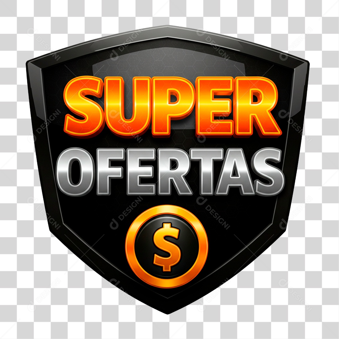 Selo 3D Super Ofertas para Composição PNG Transparente