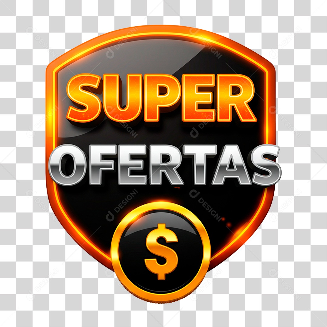 Selo 3D Super Ofertas para Composição PNG Transparente