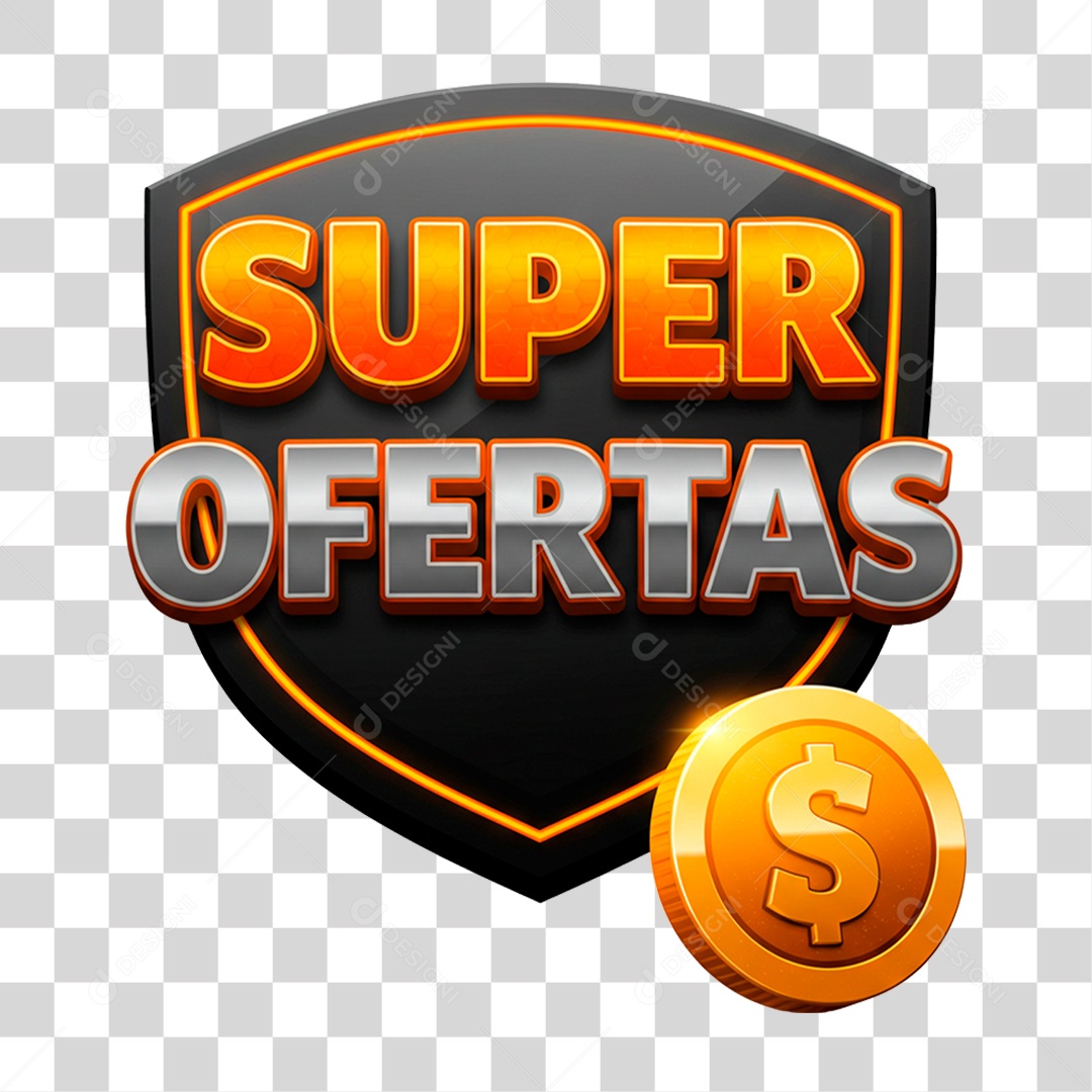 Selo 3D Super Ofertas para Composição PNG Transparente