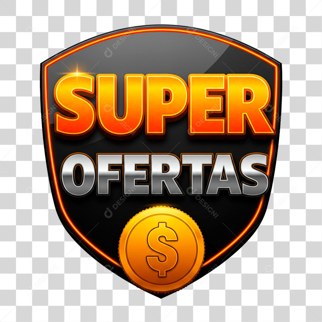 Selo 3D Super Ofertas para Composição PNG Transparente