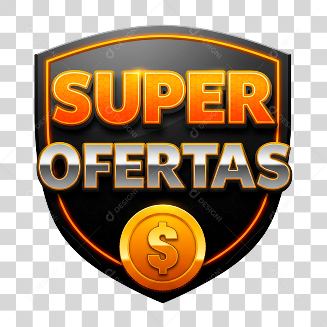 Selo 3D Super Ofertas para Composição PNG Transparente