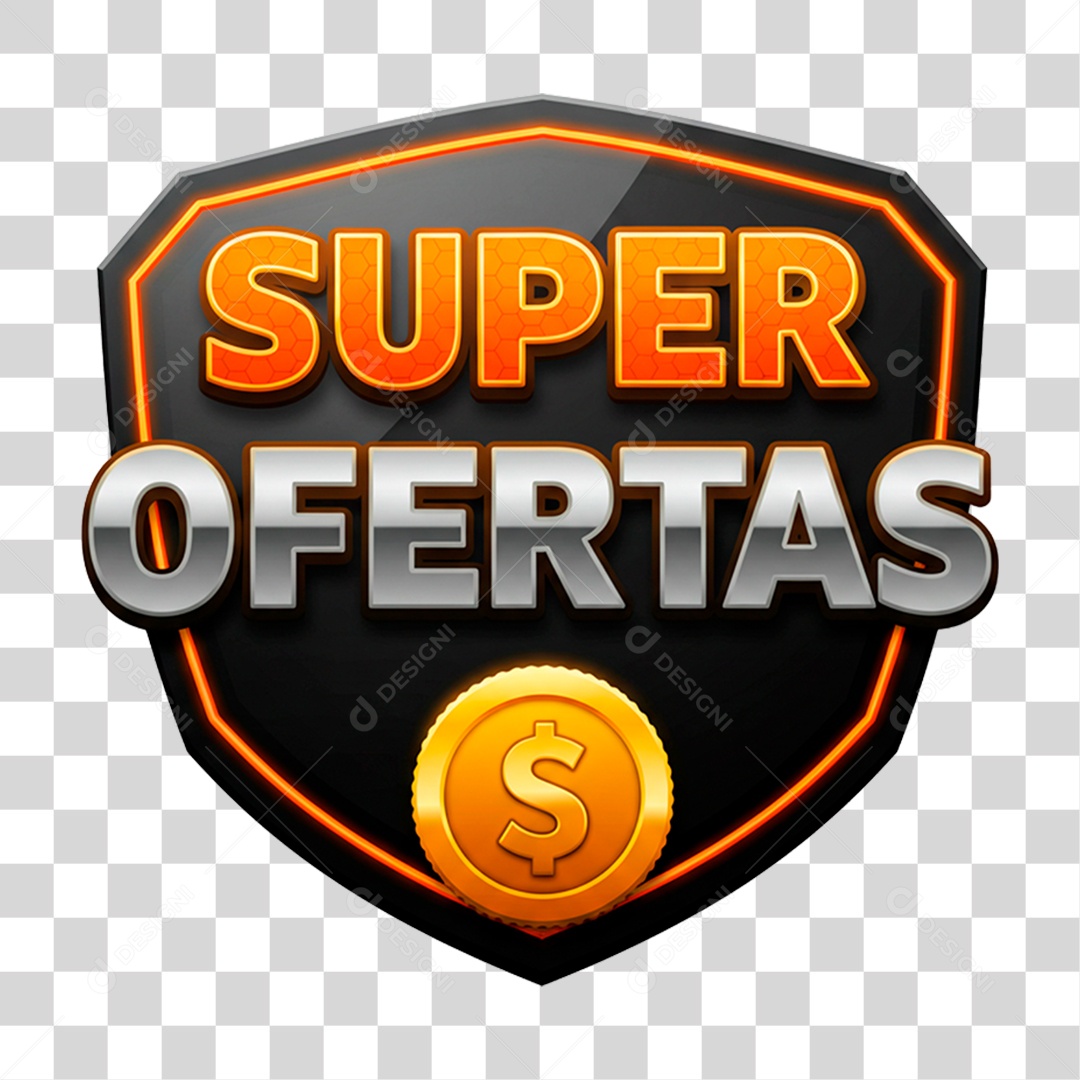 Selo 3D Super Ofertas para Composição PNG Transparente