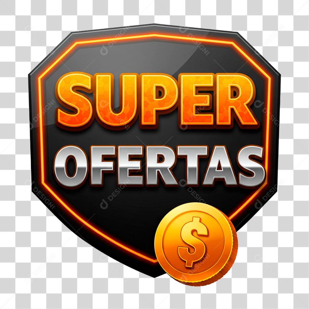 Selo 3D Super Ofertas para Composição PNG Transparente