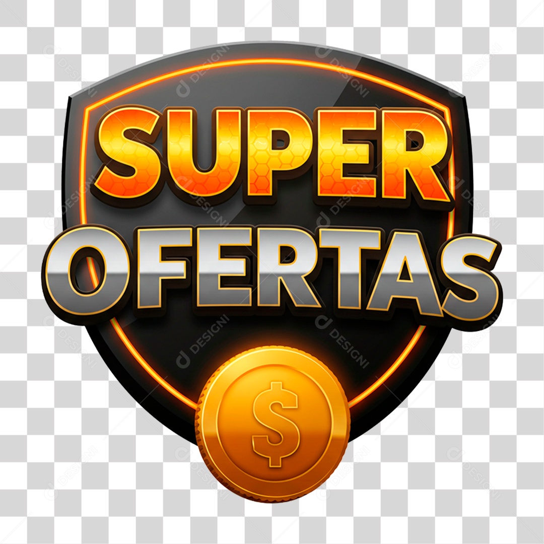 Selo 3D Super Ofertas para Composição PNG Transparente