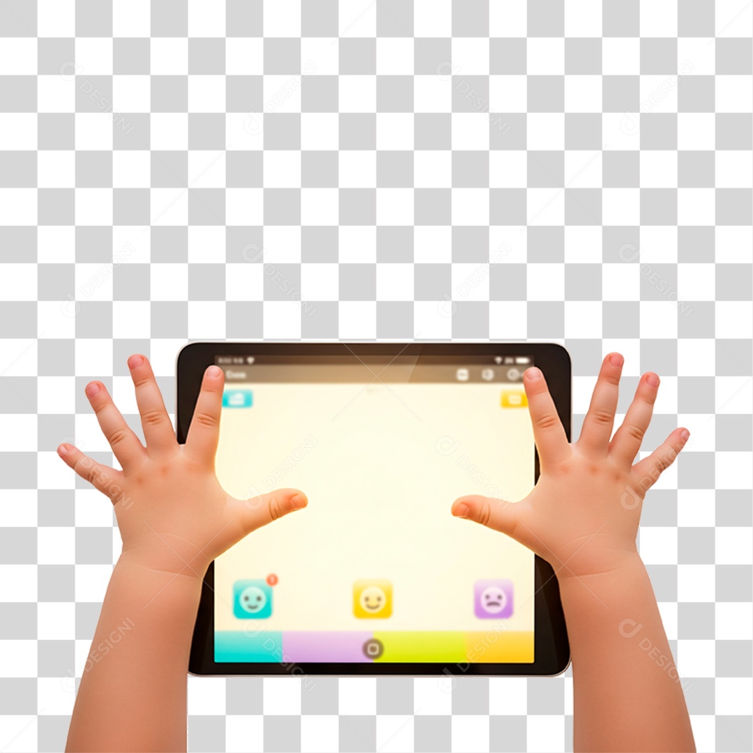 Mão de Criança Jogando no Tablet PNG Transparente
