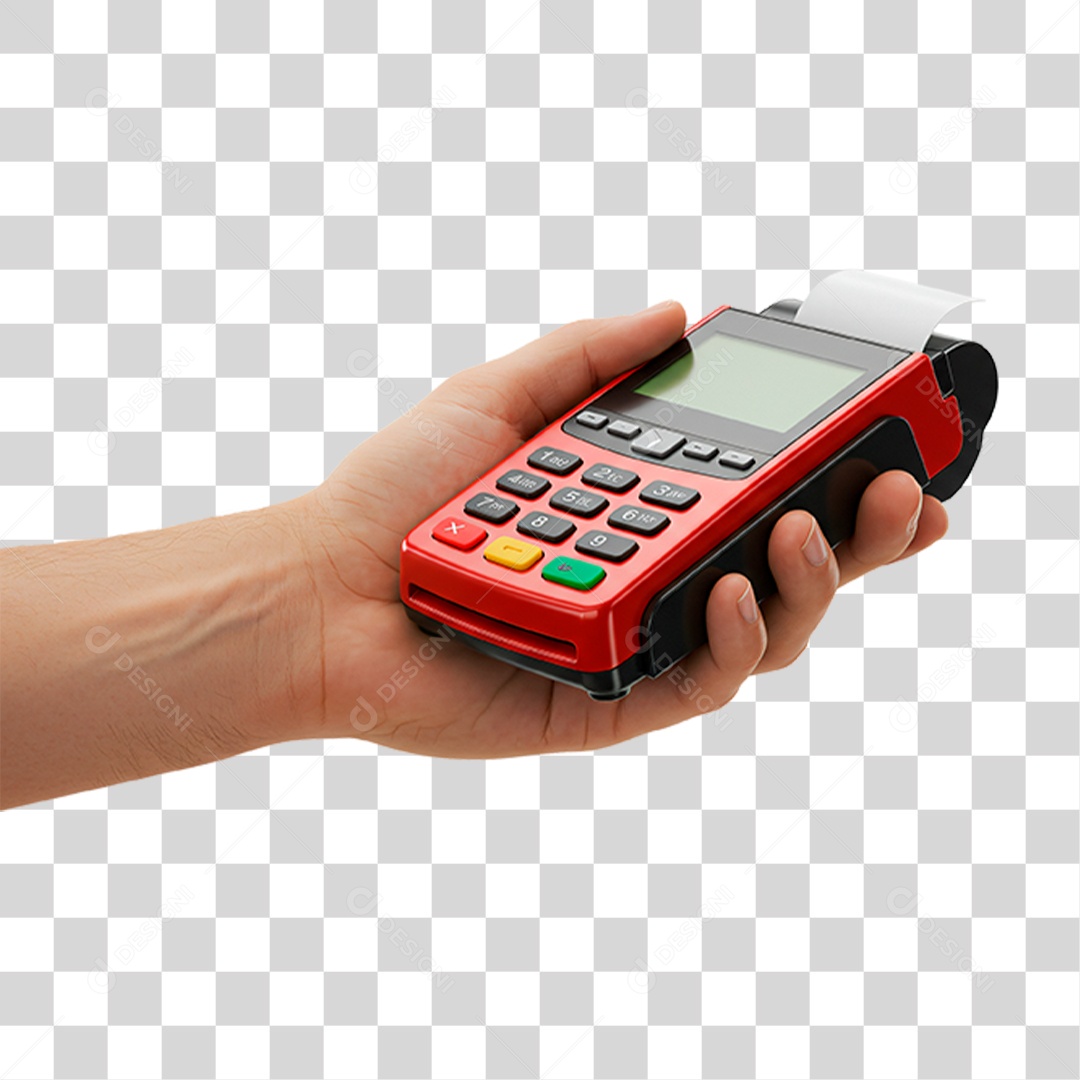 Mão Segurando Máquina de Cartão PNG Transparente