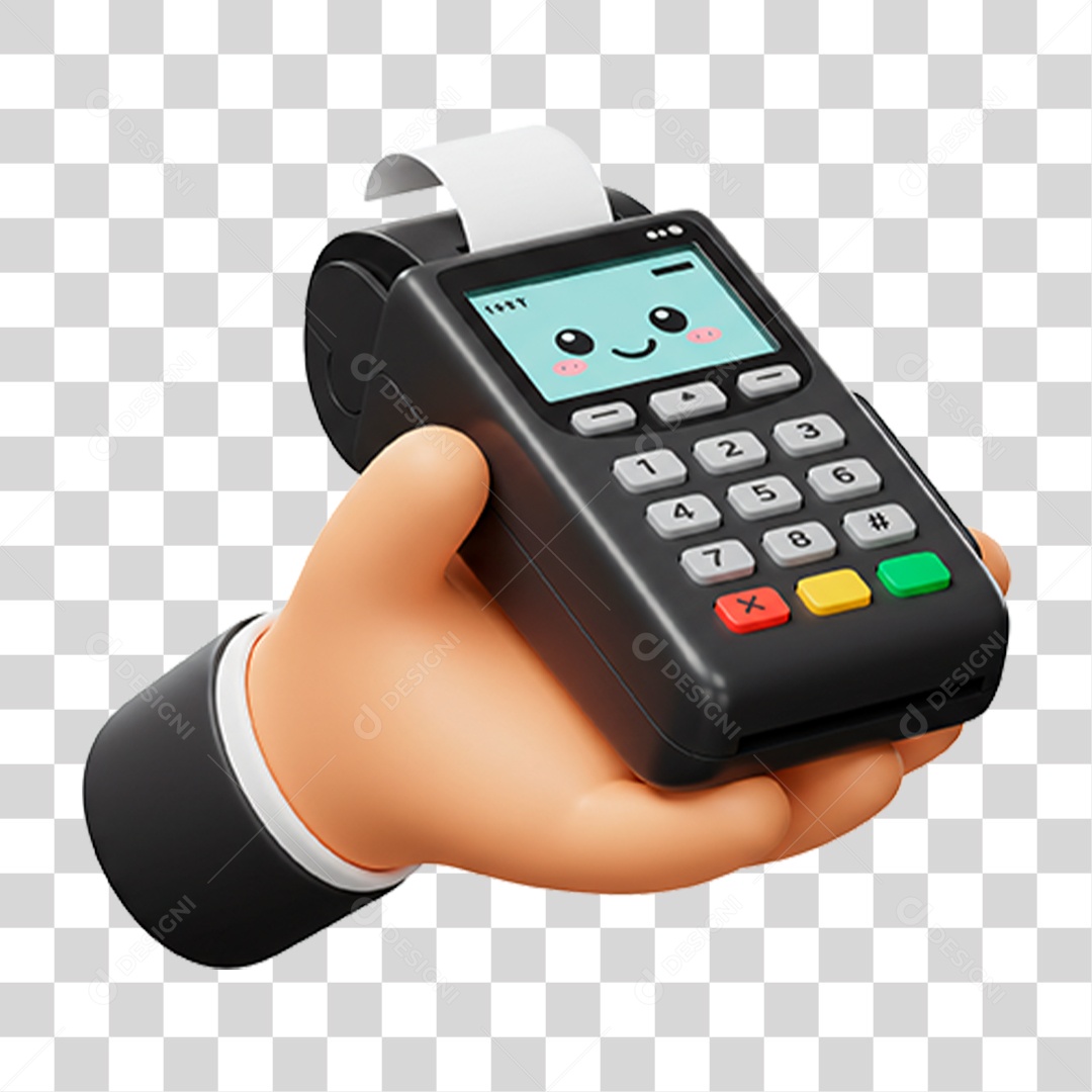 Mão Segurando Máquina de Cartão PNG Transparente