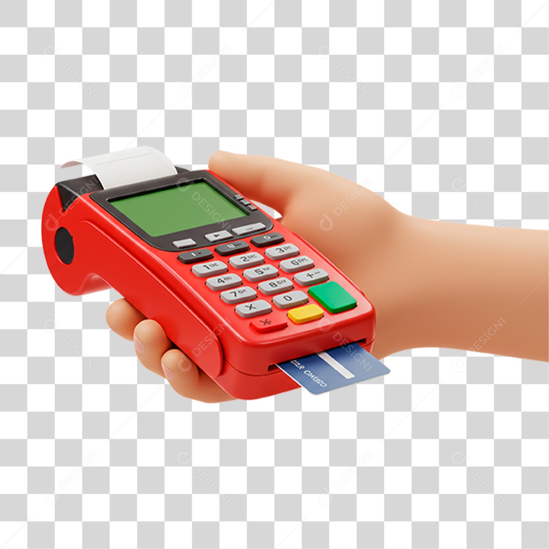 Mão Segurando Máquina de Cartão PNG Transparente