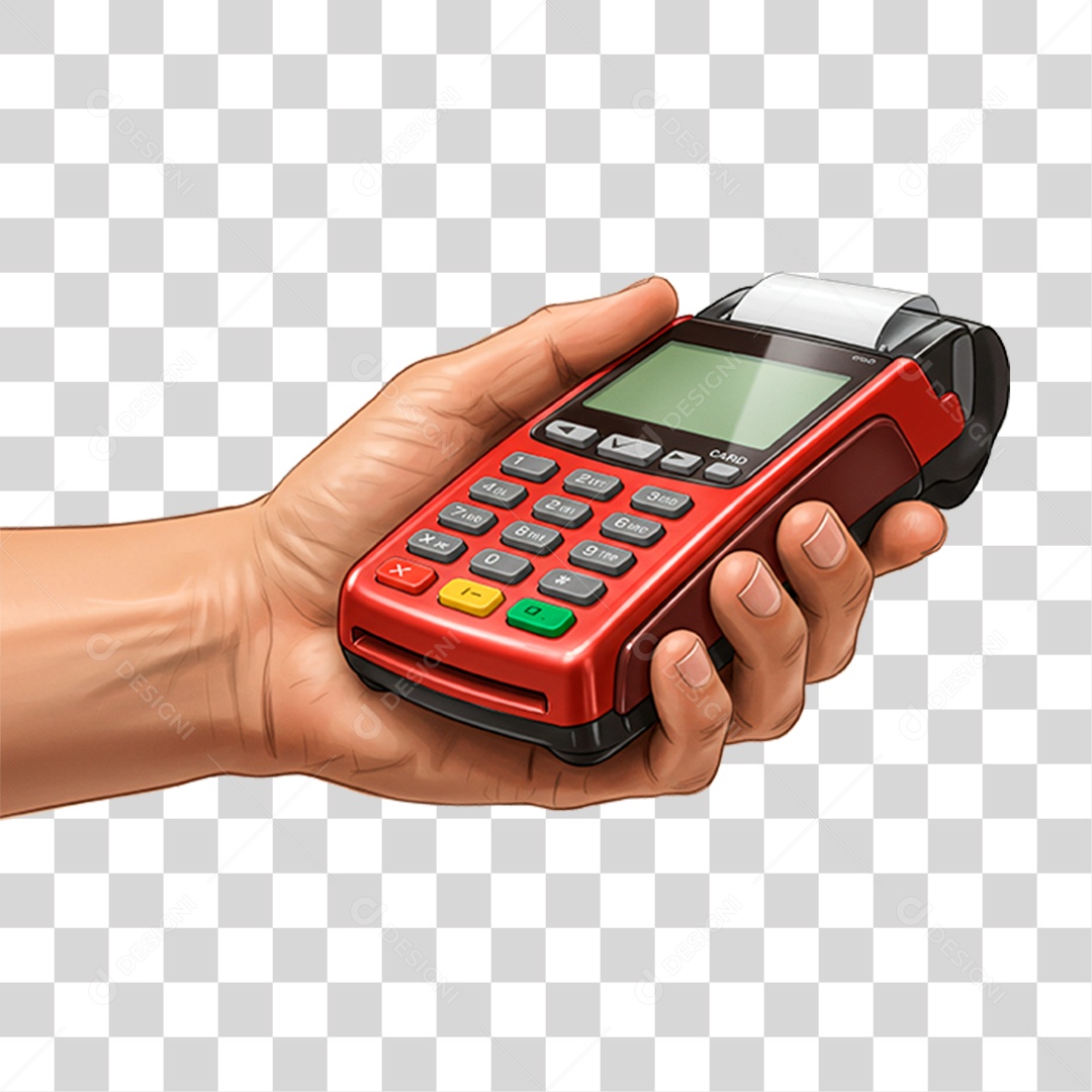 Mão Segurando Máquina de Cartão PNG Transparente