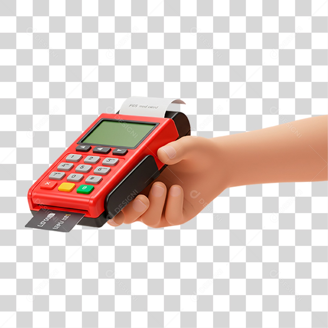 Mão Segurando Máquina de Cartão PNG Transparente